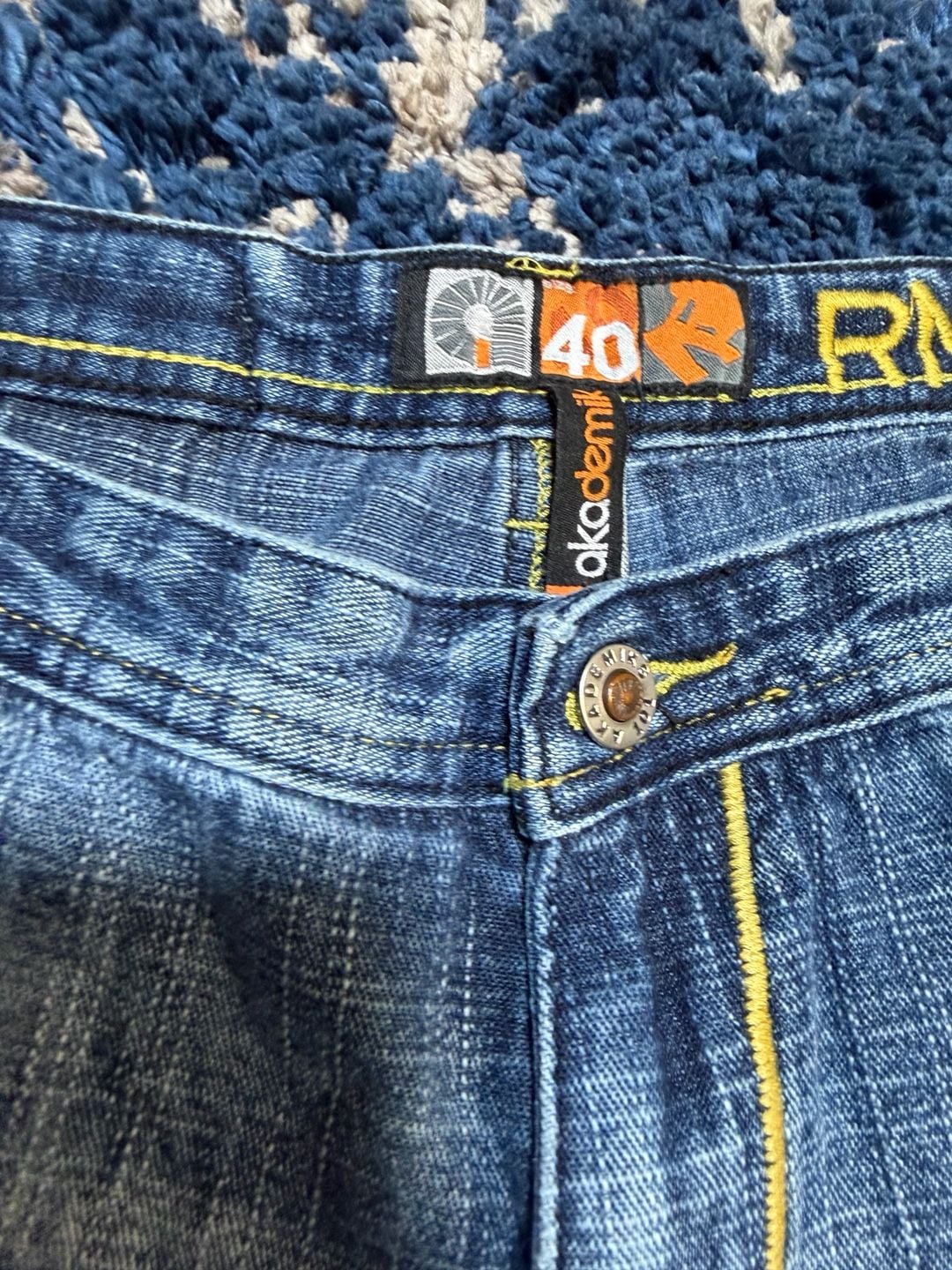 Akademiks Jeans Size 40 Blue Denim Y2K Patches Baggy 5