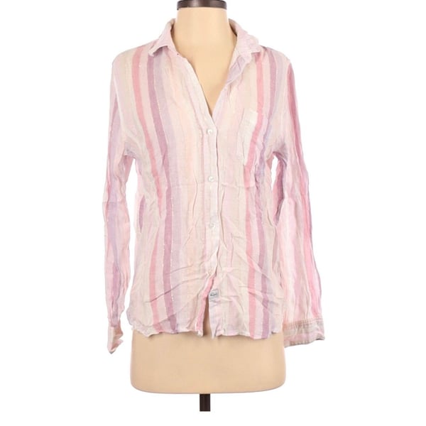 RAILS Charli, sahara stripe, button-up shirt, size Small linen pink women’s 