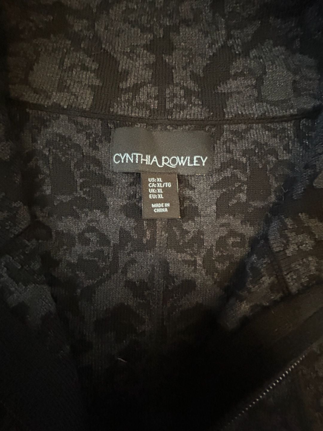 Cynthia Rowley Jacquard Zip Up Sweater Jacket Size XL 4