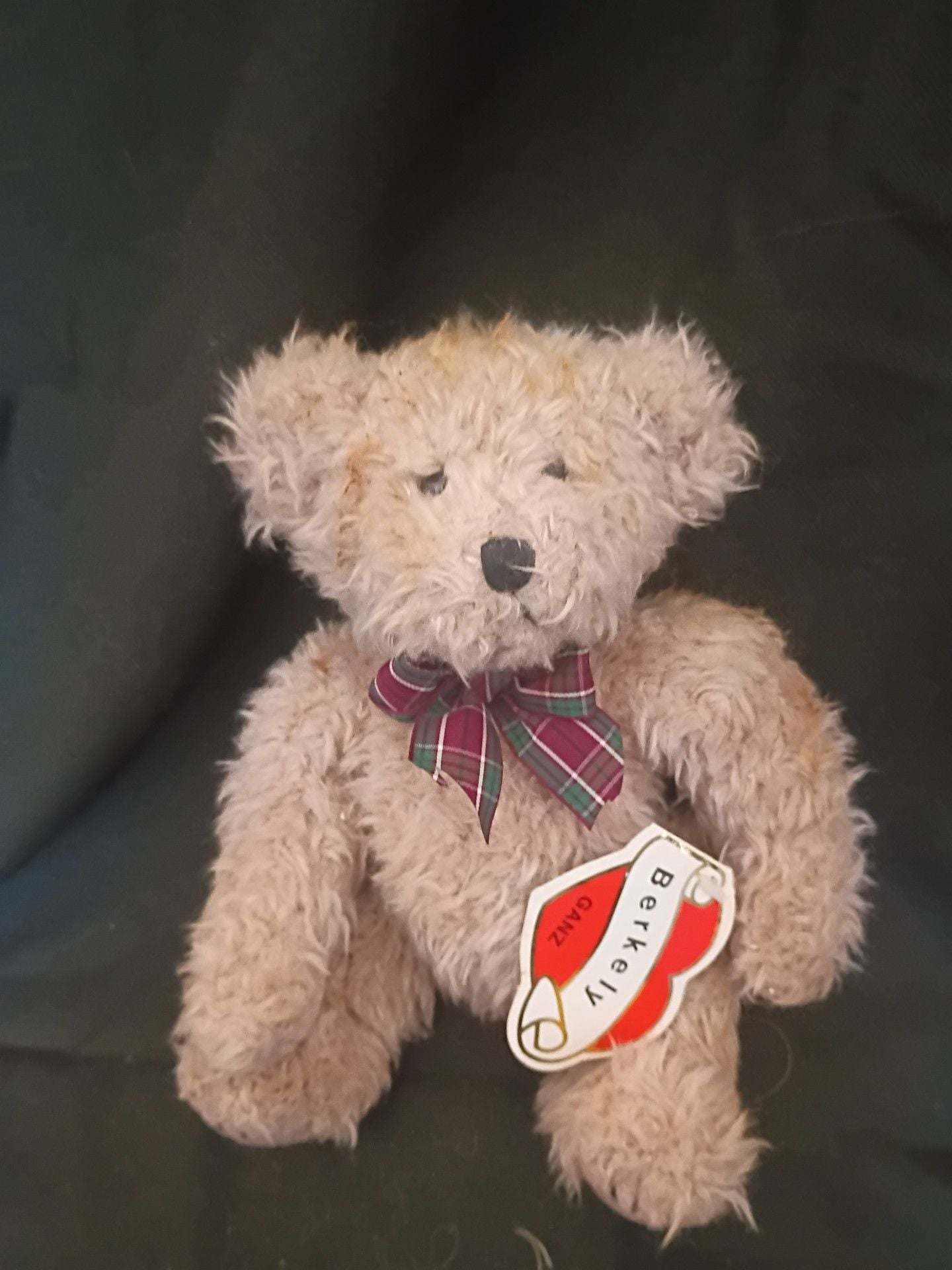 Ganz Berkeley Plush Teddy Bear Stuffed Animal Plaid Bow Vintage 1
