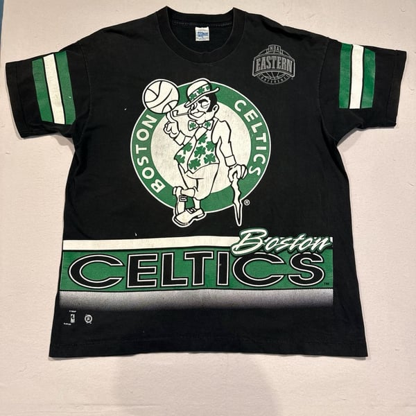 Salem Sportswear Boston Celtics T-Shirt Size XL Black Vintage NBA