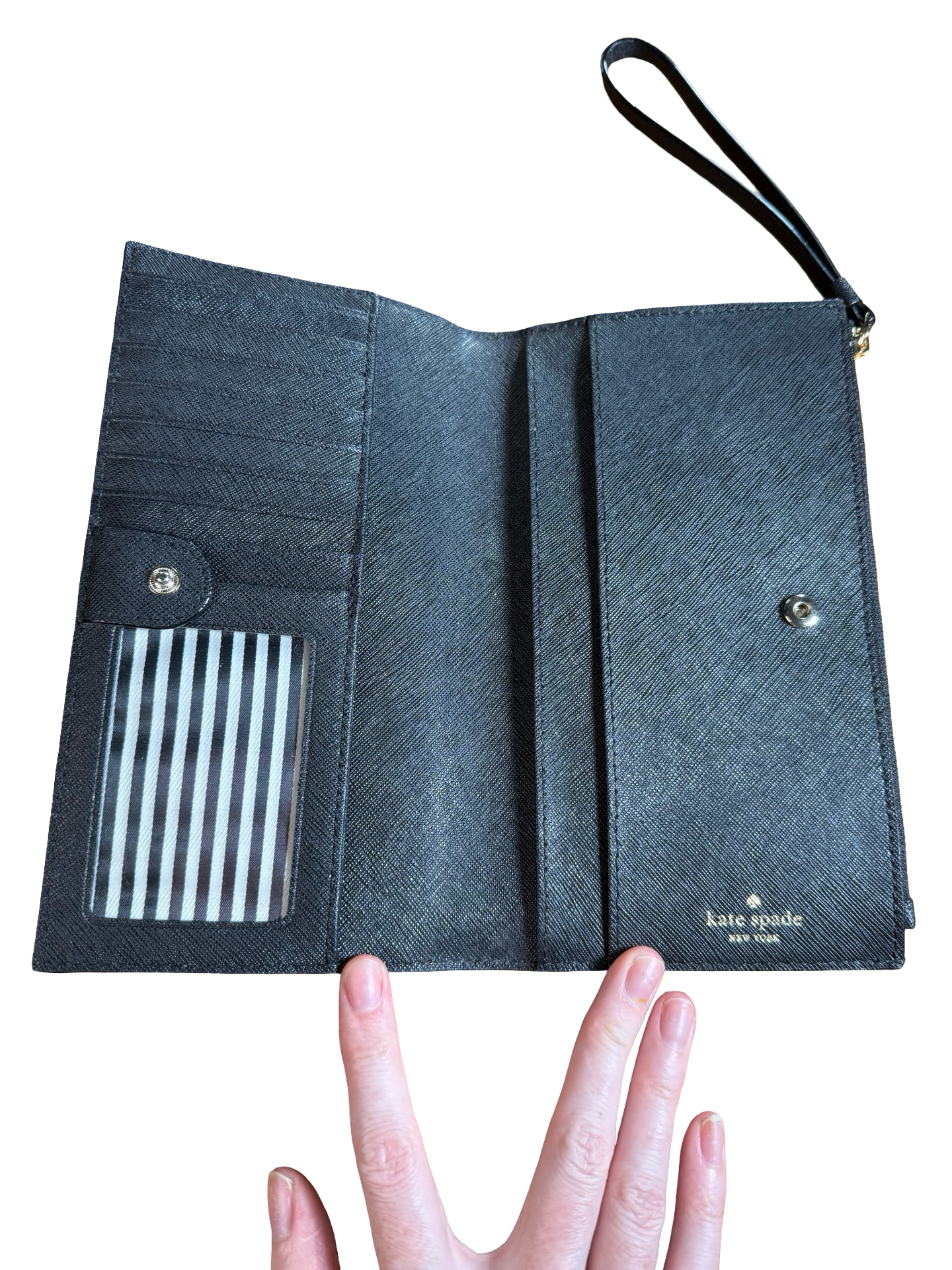 Kate Spade New York Saffiano Leather Wristlet Wallet Black detailed image 3