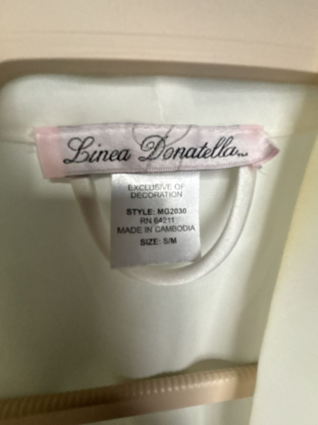 Linea Donatella Satin Robe Size S/M White MG2030 Lace Sequin 3