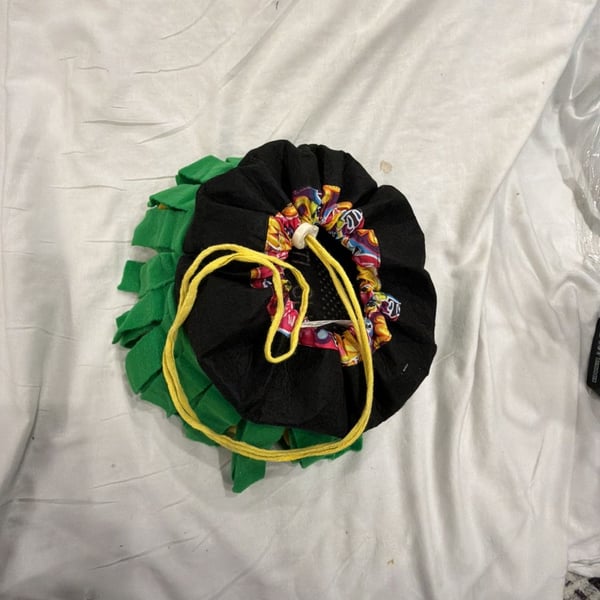 Handmade Snuffle Bag Treat Game Toy Green Yellow Fleece