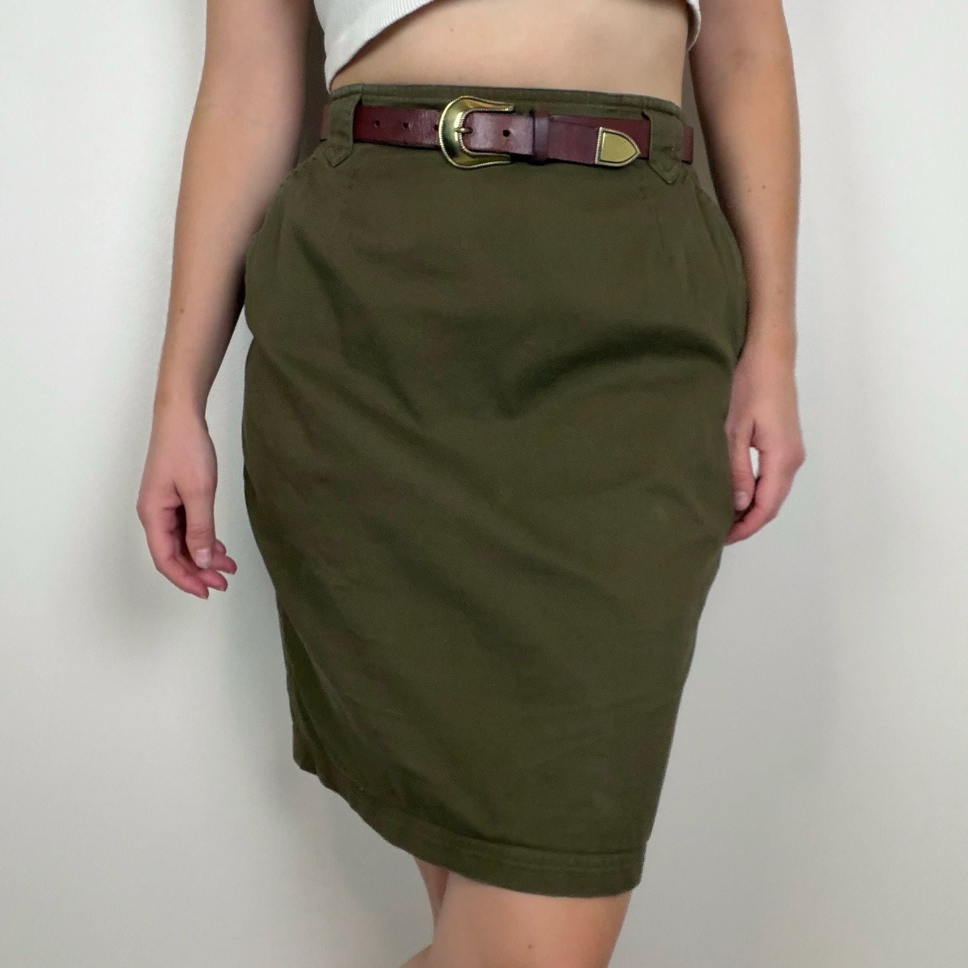 Vintage Olive Green Skirt 2
