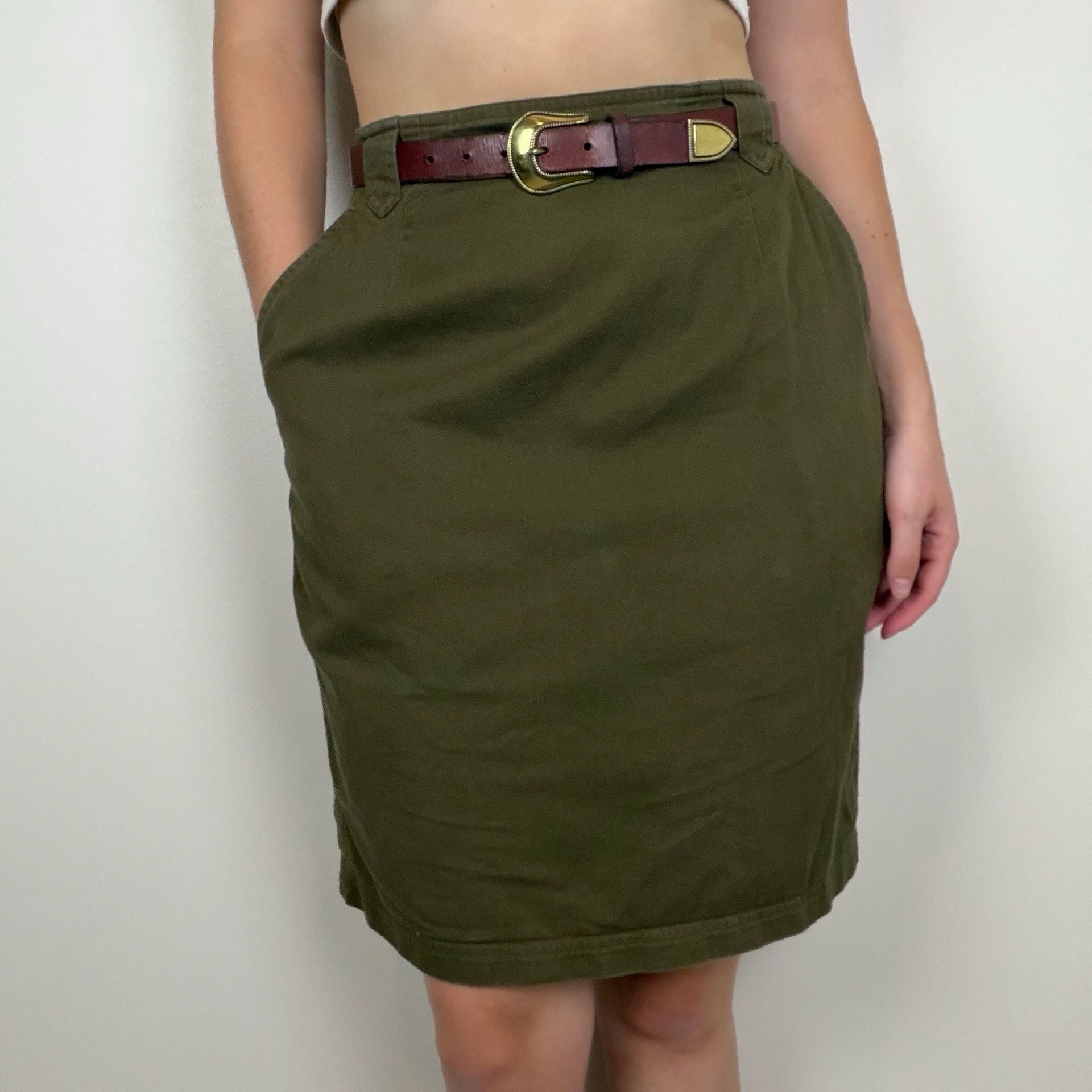 Vintage Olive Green Skirt 3
