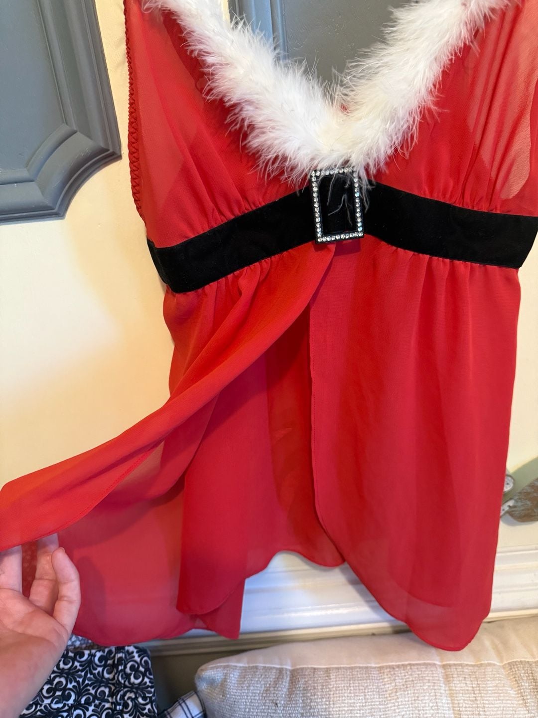 Secret Treasures Santa Babydoll Lingerie Size Medium Red Christmas 4