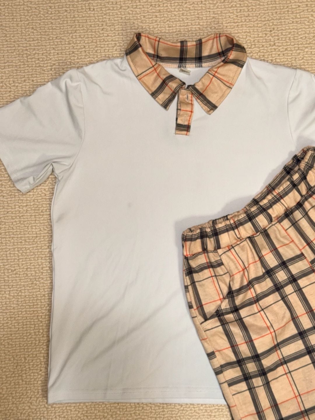 Unbranded Plaid Polo Shirt and Shorts Set 3