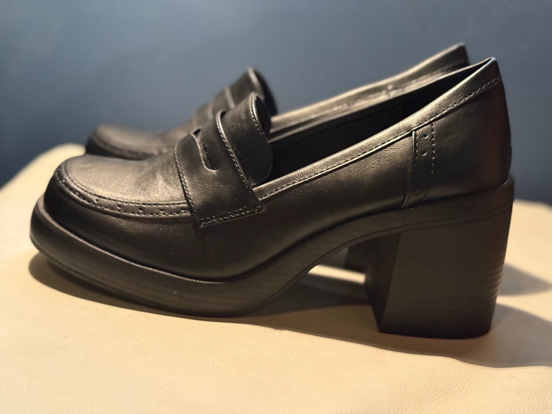 Women’s Black Jellypop Penny Loafers Chunky Platform Heels Preppy Y2K Career Shoes size 10 4