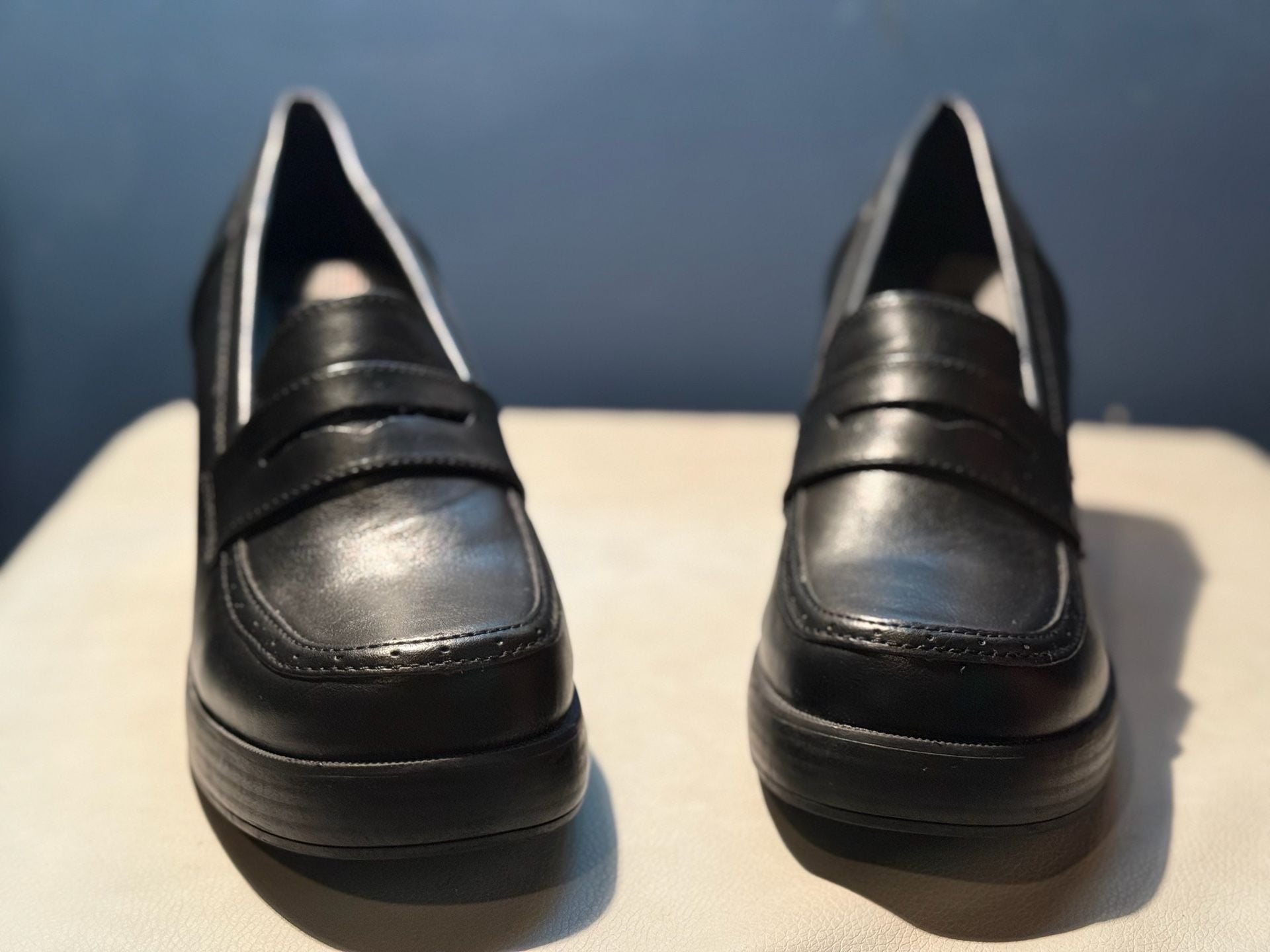 Women’s Black Jellypop Penny Loafers Chunky Platform Heels Preppy Y2K Career Shoes size 10 3