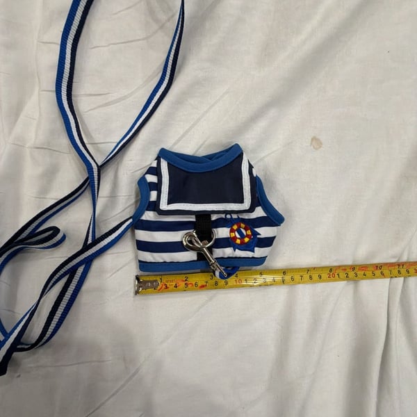 Unbranded Sailor Style Dog Harness And Leash Set Blue White Striped Mesh