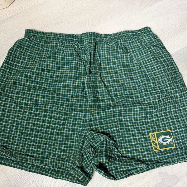 NFL Game Day Green Bay Packers Boxer Shorts Size X-Large Plaid Green