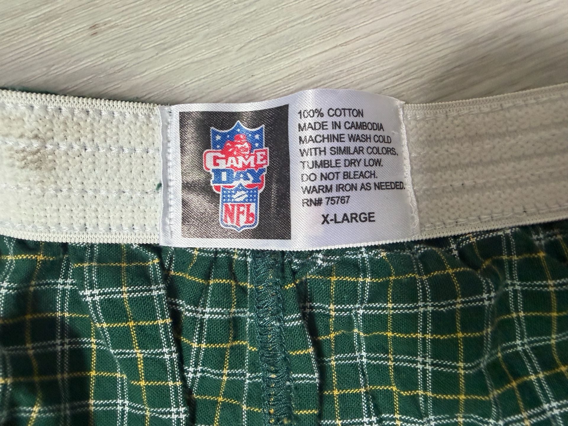 NFL Game Day Green Bay Packers Boxer Shorts Size X-Large Plaid Green 3