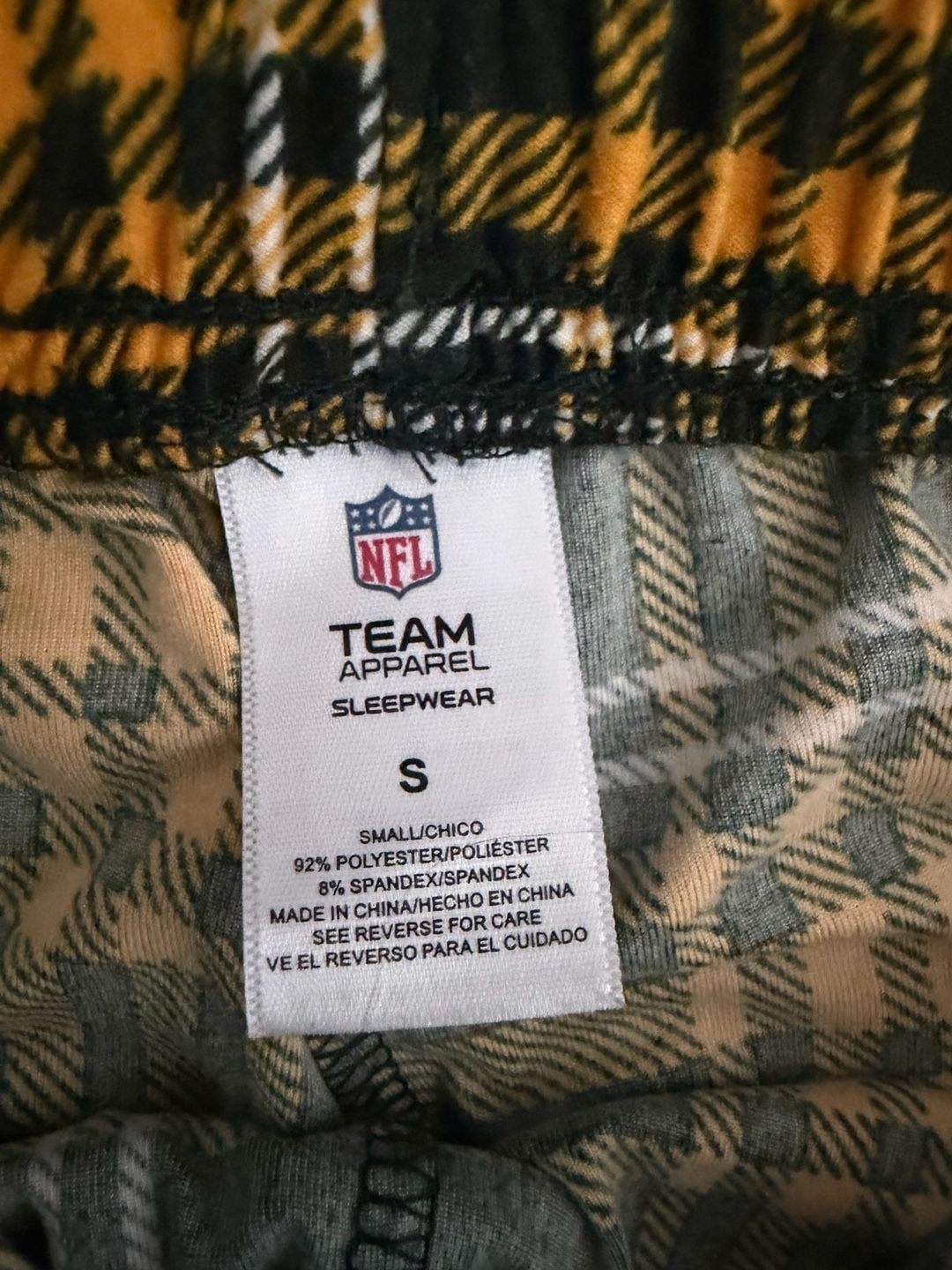 NFL Team Apparel Sleepwear Pajama Pants Size S Yellow Black Plaid 3