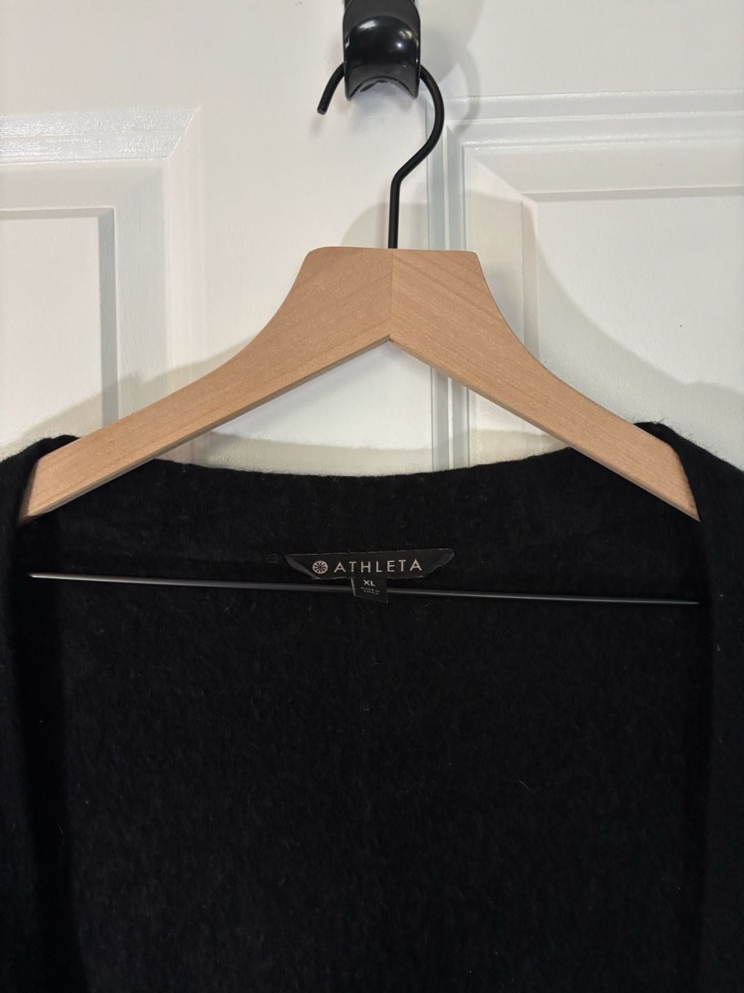Athleta Extra Fine Merino Wool Duster Cardigan Black XL Like New 6