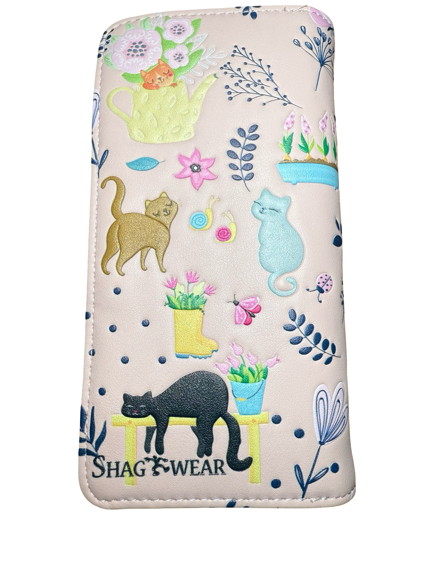 Shagwear Cats In The Garden Large Pink Zipper Wallet - .com, 3