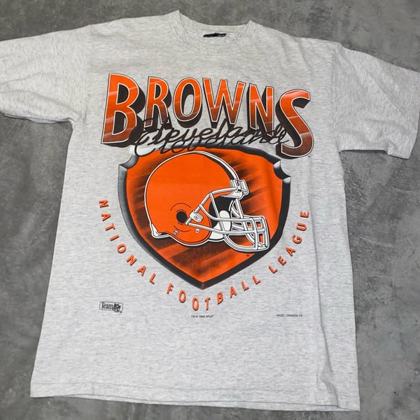 Magic Johnson T's Cleveland Browns T-Shirt Large Gray Vintage 1994 NFL