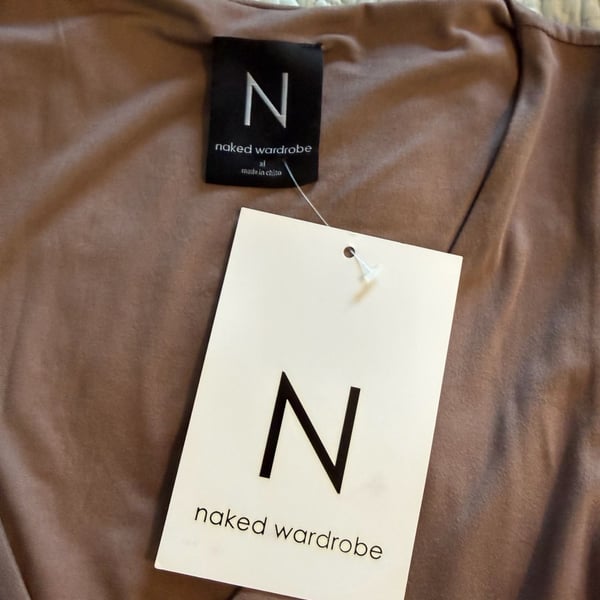 Naked Wardrobe Midi Dress Size XL Brown V-Neck Sleeveless