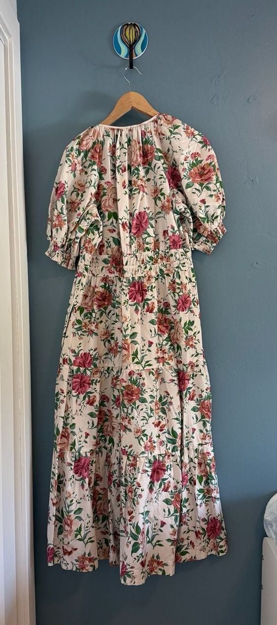 Anthropologie The Somerset Maxi Dress Size L Neutral Motif Floral 4