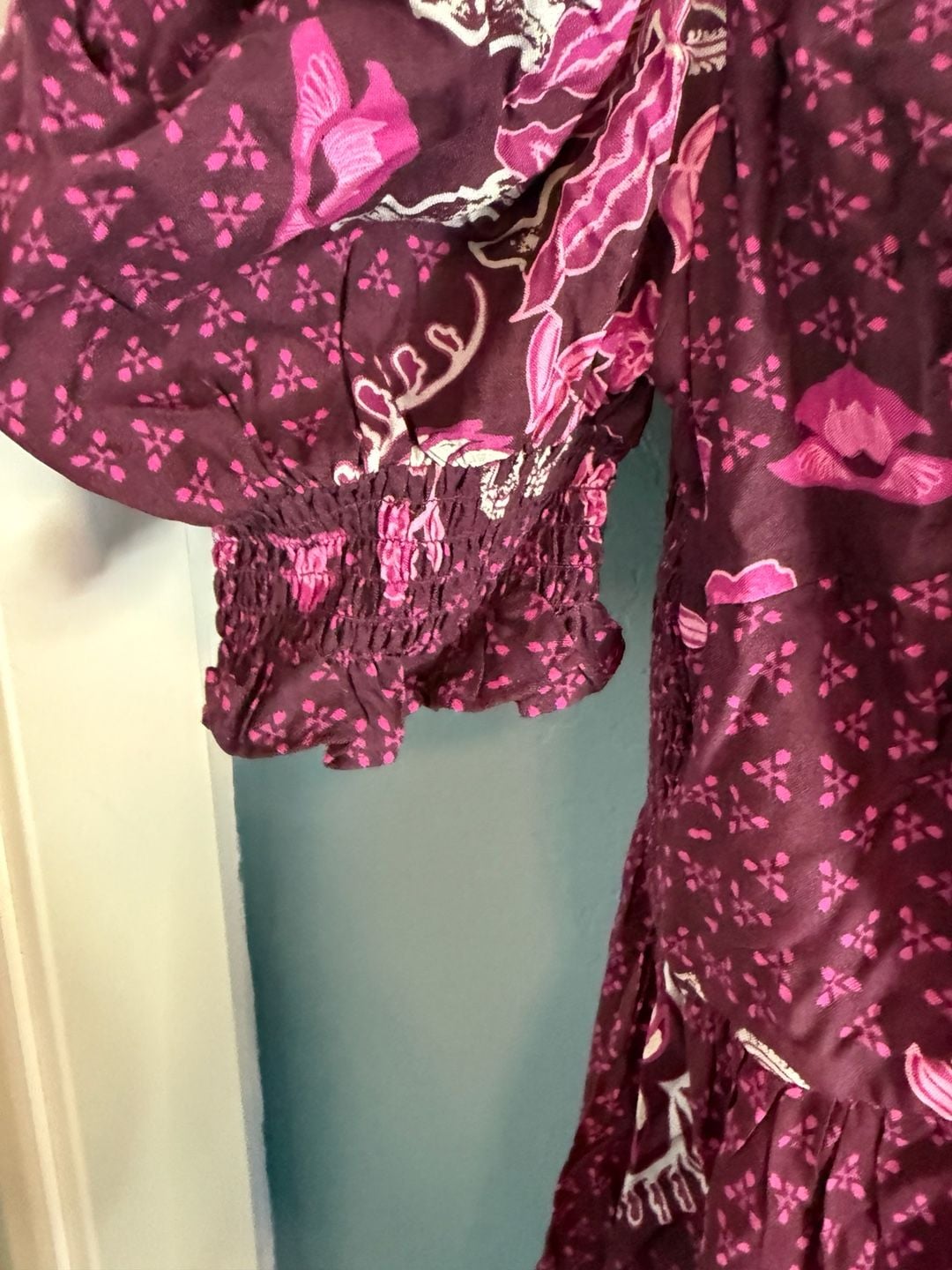 Celina Moon Floral Midi Dress Size L Purple Maxi Boho 5