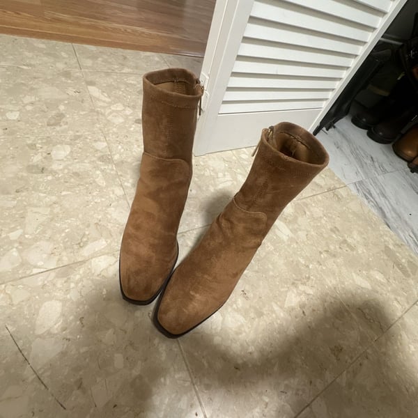 Anne Klein Ankle Boot Size 8.5 Brown Suede Block Heel