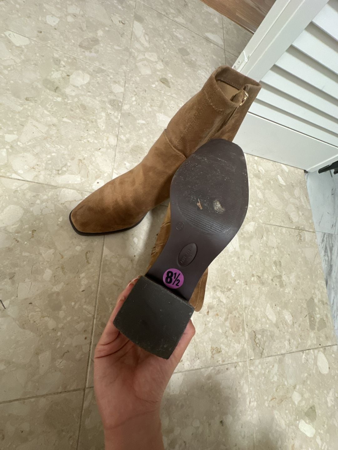Anne Klein Ankle Boot Size 8.5 Brown Suede Block Heel 4