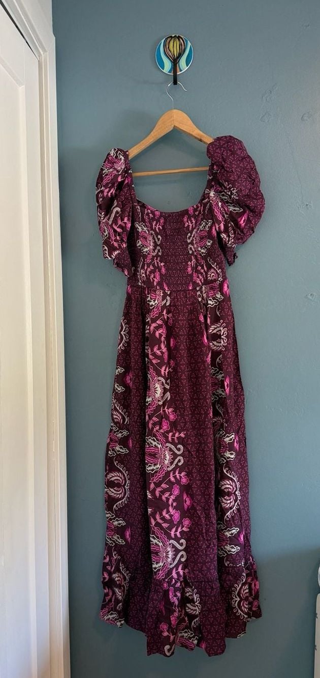 Celina Moon Floral Midi Dress Size L Purple Maxi Boho 3