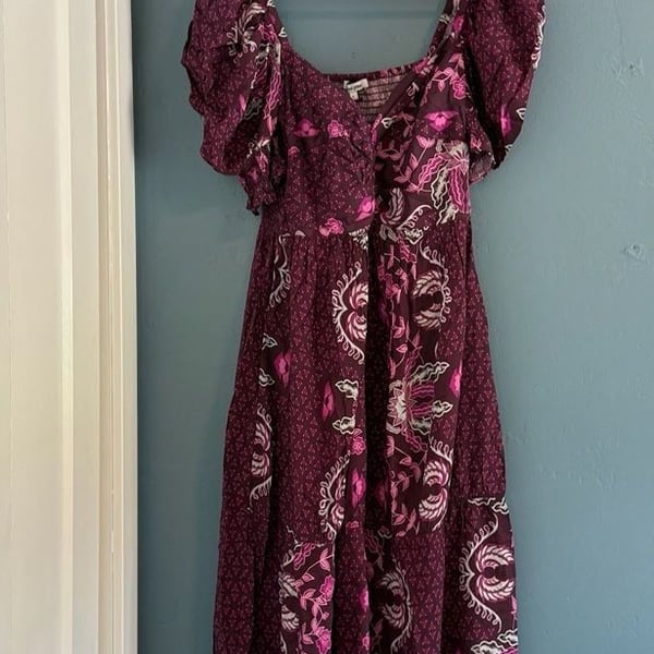 Celina Moon Floral Midi Dress Size L Purple Maxi Boho