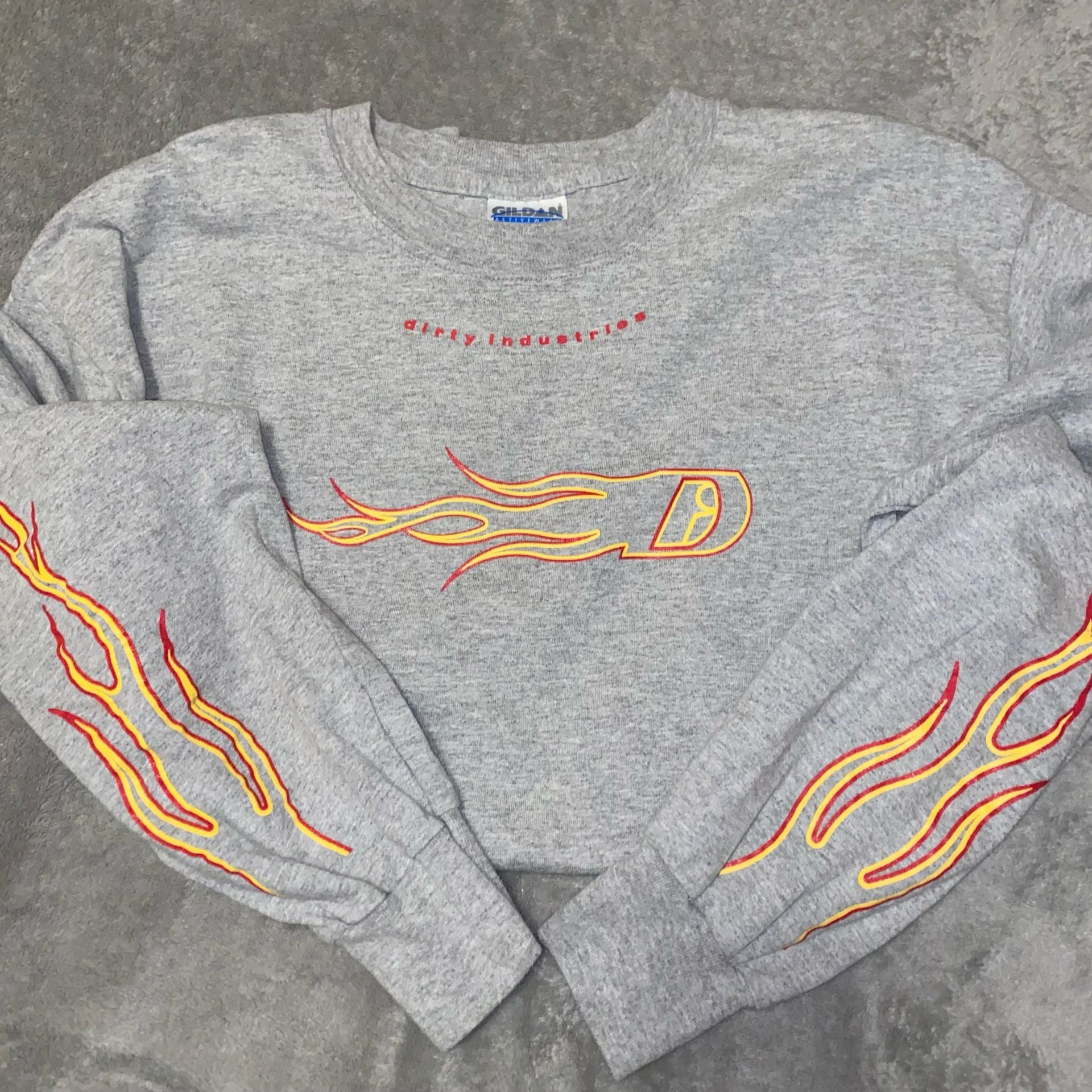 Gildan Dirty Industries Flame Long Sleeve Sweatshirt Grey 2