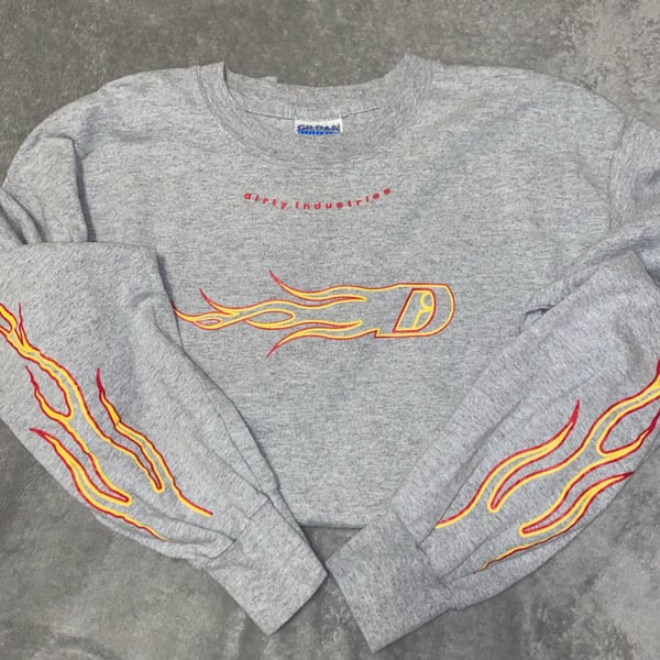 Gildan Dirty Industries Flame Long Sleeve Sweatshirt Grey