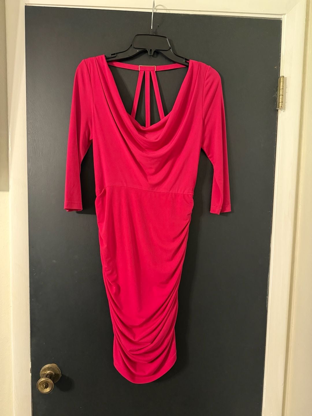 GUESS Ruched Cowl Neck Dress Size 6 Pink Cocktail 2