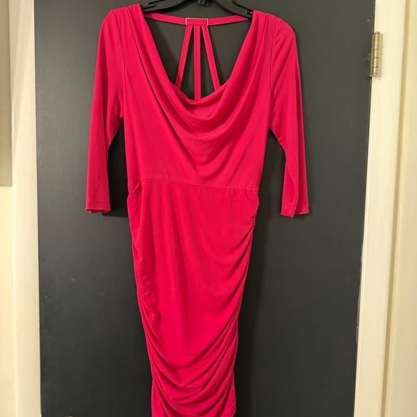 GUESS Ruched Cowl Neck Dress Size 6 Pink Cocktail
