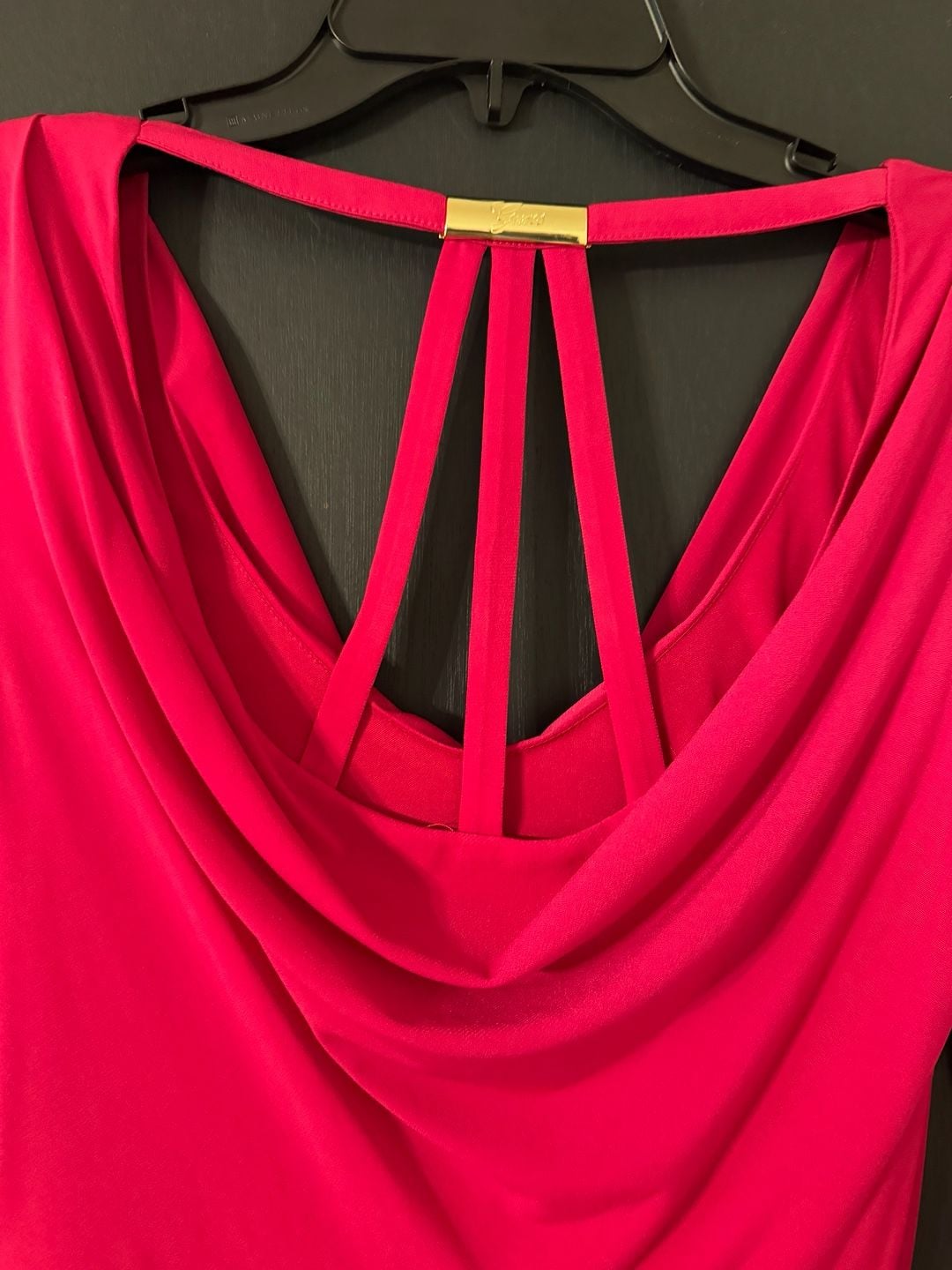 GUESS Ruched Cowl Neck Dress Size 6 Pink Cocktail 4