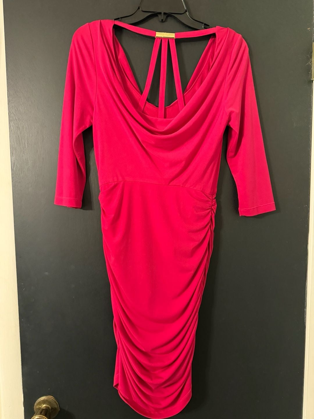 GUESS Ruched Cowl Neck Dress Size 6 Pink Cocktail 7