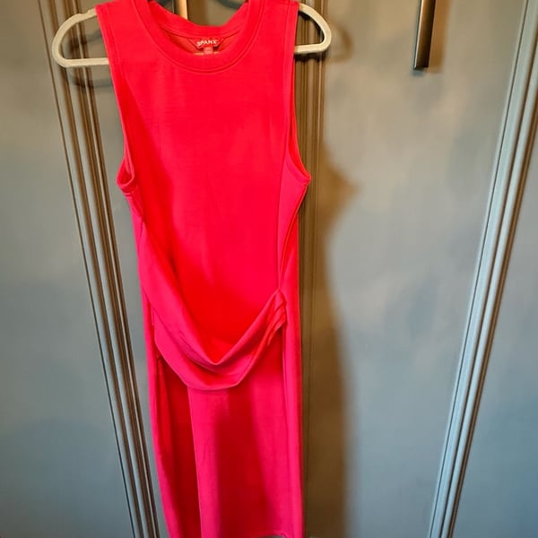 SPANX Fuchsia Pink Midi Dress Women’s Large Sleeveless Draped Twist Front