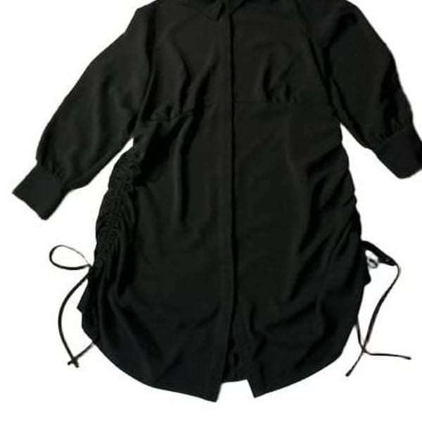 Torrid Ruched Shirt Dress Size 2 Black Button Front Long Sleeve Mini