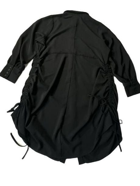 Torrid Ruched Shirt Dress Size 2 Black Button Front Long Sleeve Mini 9