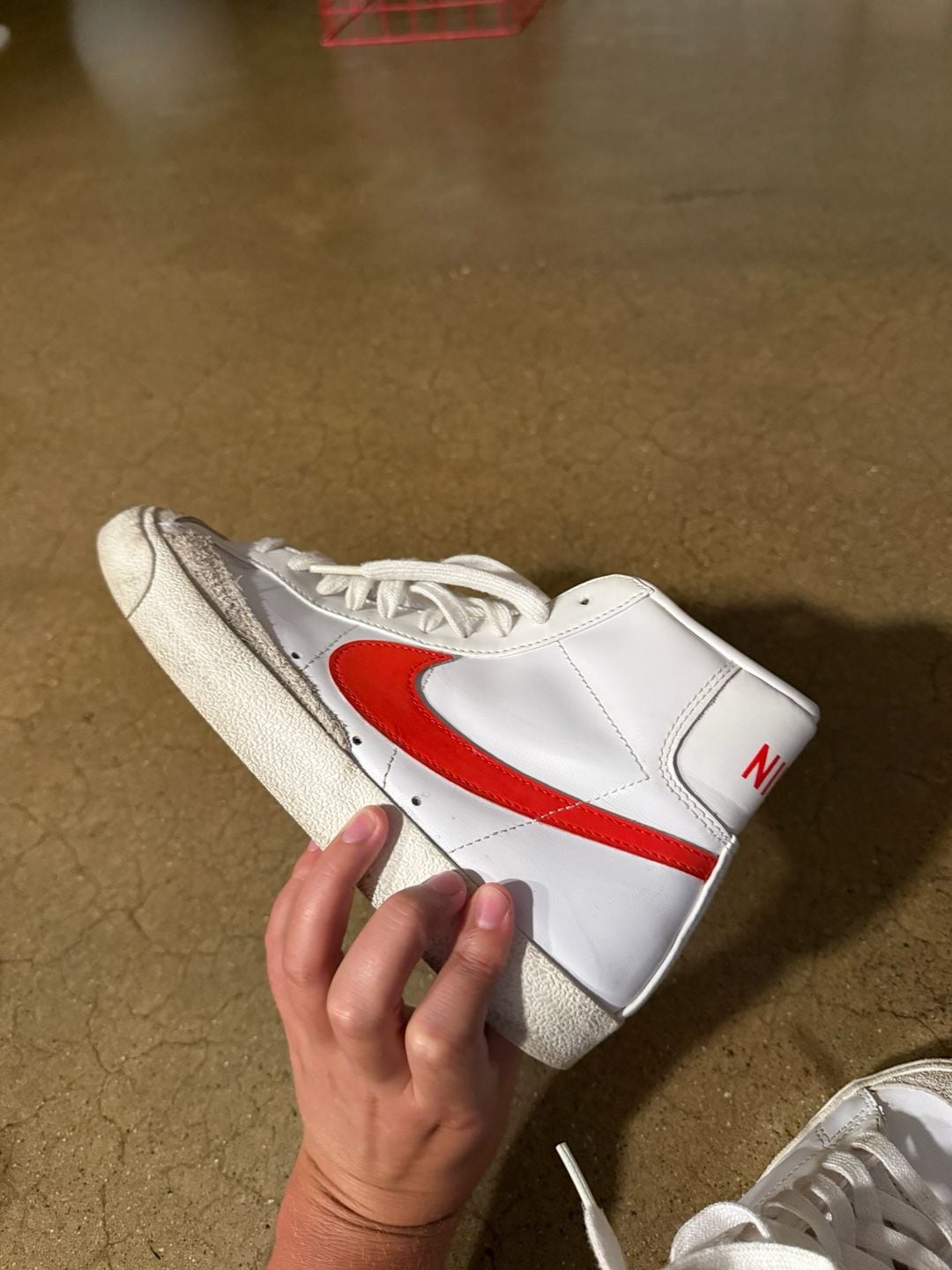 Nike Blazer Mid '77 Vintage White Red Leather Sneakers 5