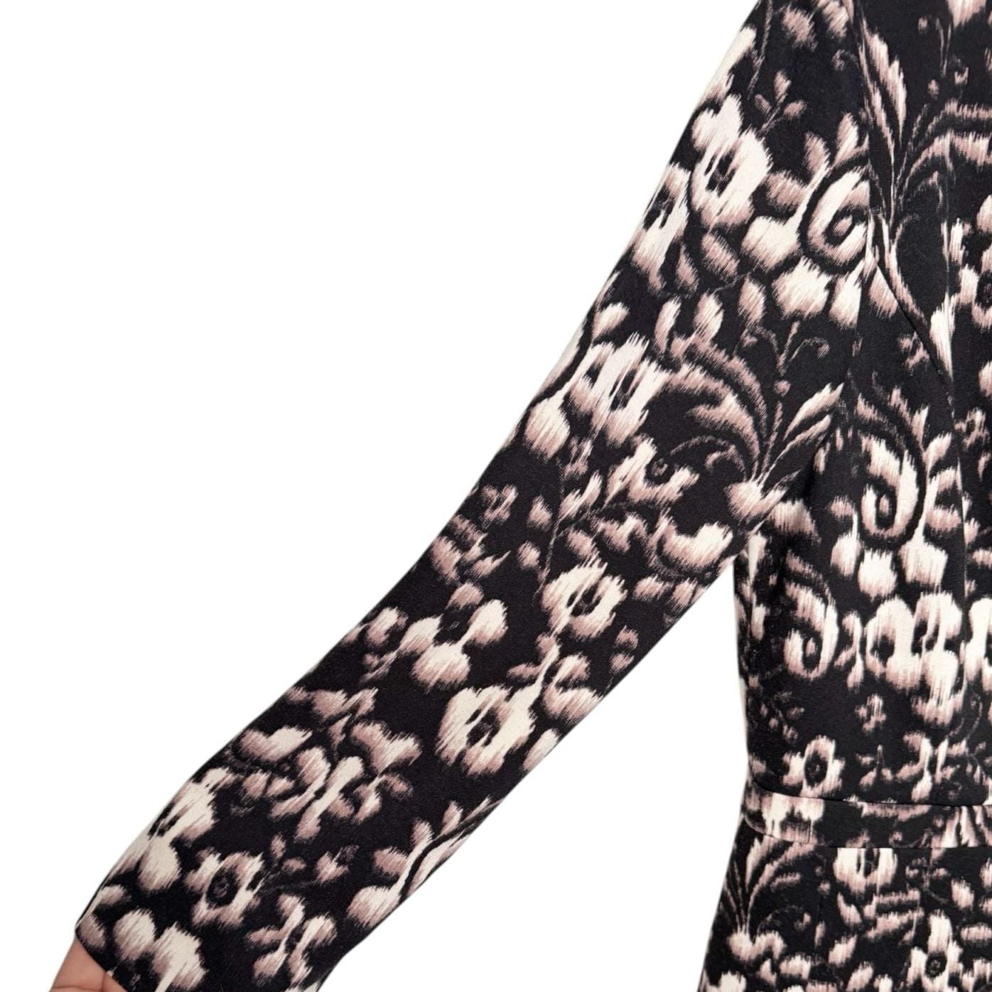Eliza J Floral Knit Size 6 Black Cream Fit Flare Dress SZ 6 6