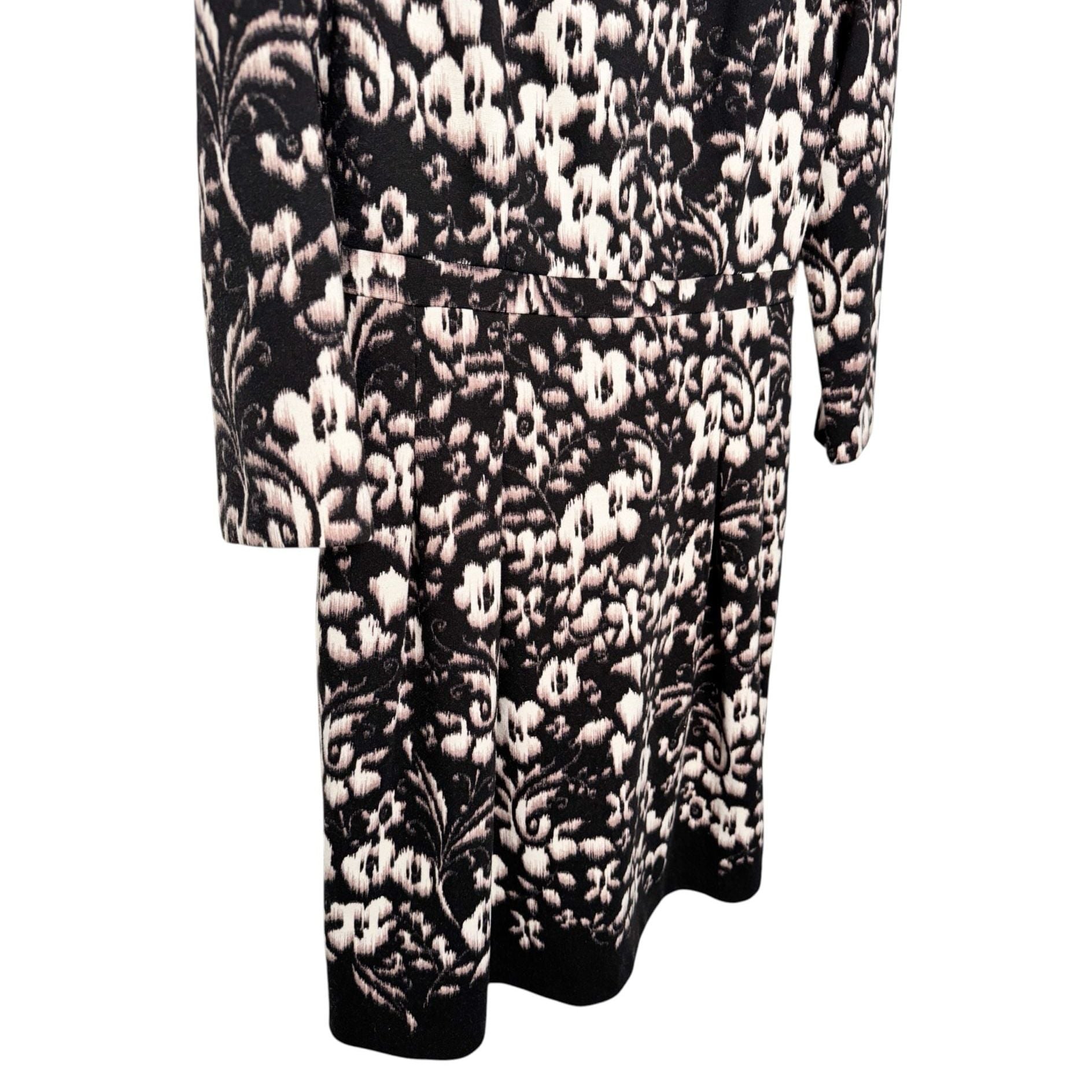 Eliza J Floral Knit Size 6 Black Cream Fit Flare Dress SZ 6 5