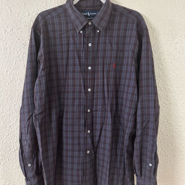 Ralph Lauren Classic Fit Button-Down Shirt Size XL Plaid Long Sleeve
