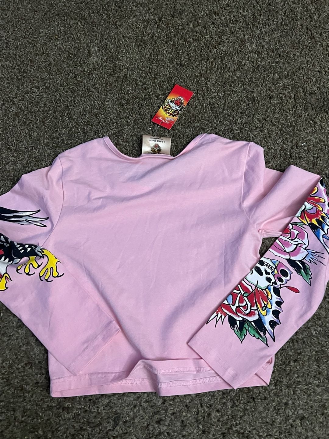 Ed Hardy New York City Long Sleeve Top Large Pink 3