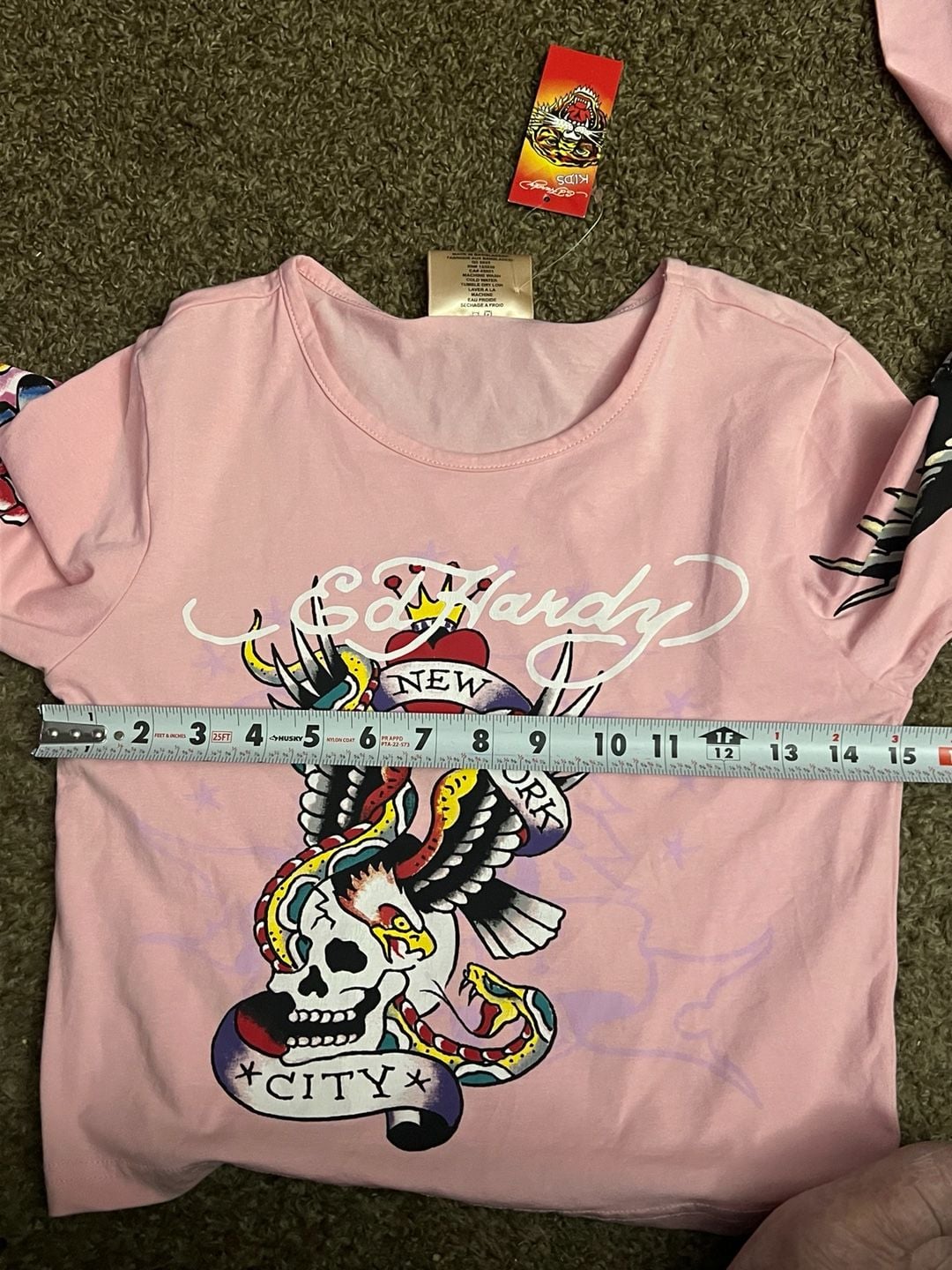 Ed Hardy New York City Long Sleeve Top Large Pink 4