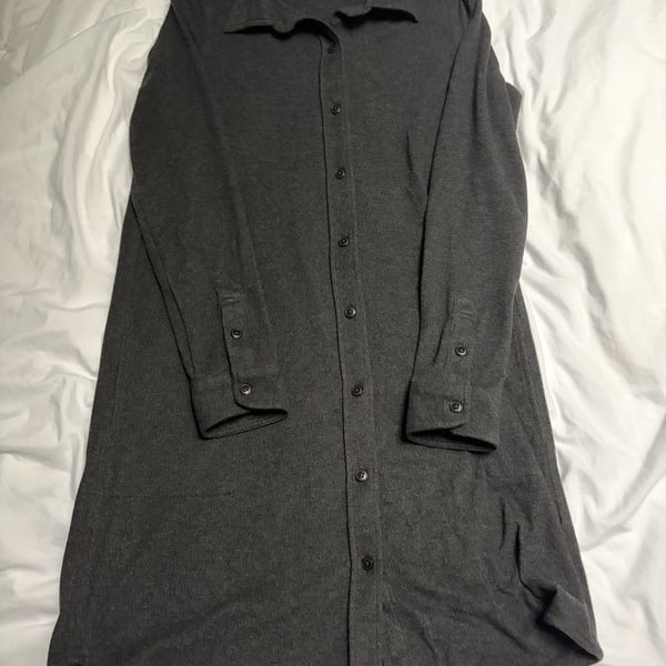 Quince Stretch Sweater Fleece Shirt Dress Size S Black