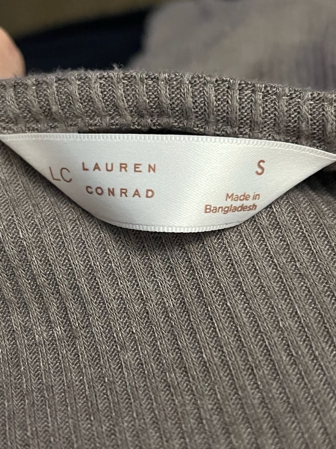 Lauren Conrad Ribbed V-Neck Cardigan Size S Gray 7