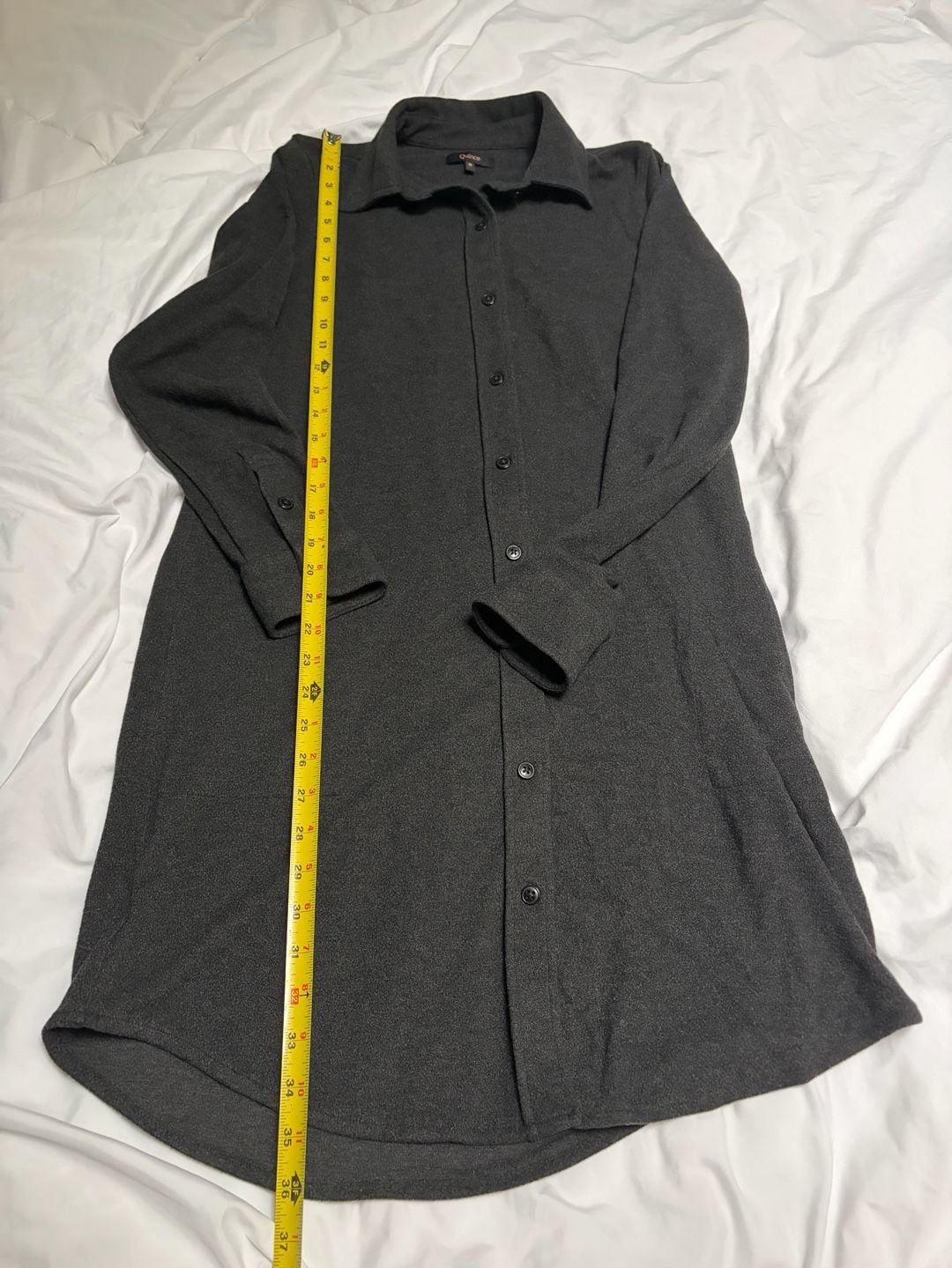 Quince Stretch Sweater Fleece Shirt Dress Size S Black 6