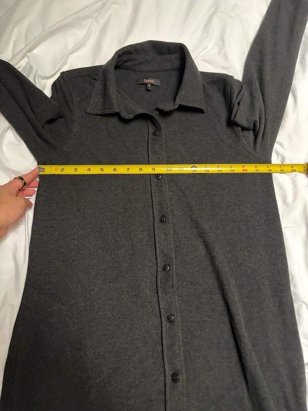 Quince Stretch Sweater Fleece Shirt Dress Size S Black 7
