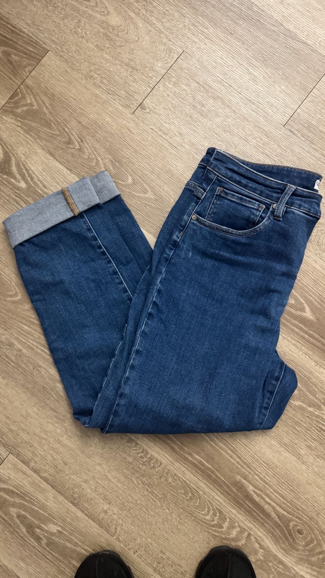 Carve Designs Cuffed Boyfriend Jeans Size 14 Dark Wash Denim 2