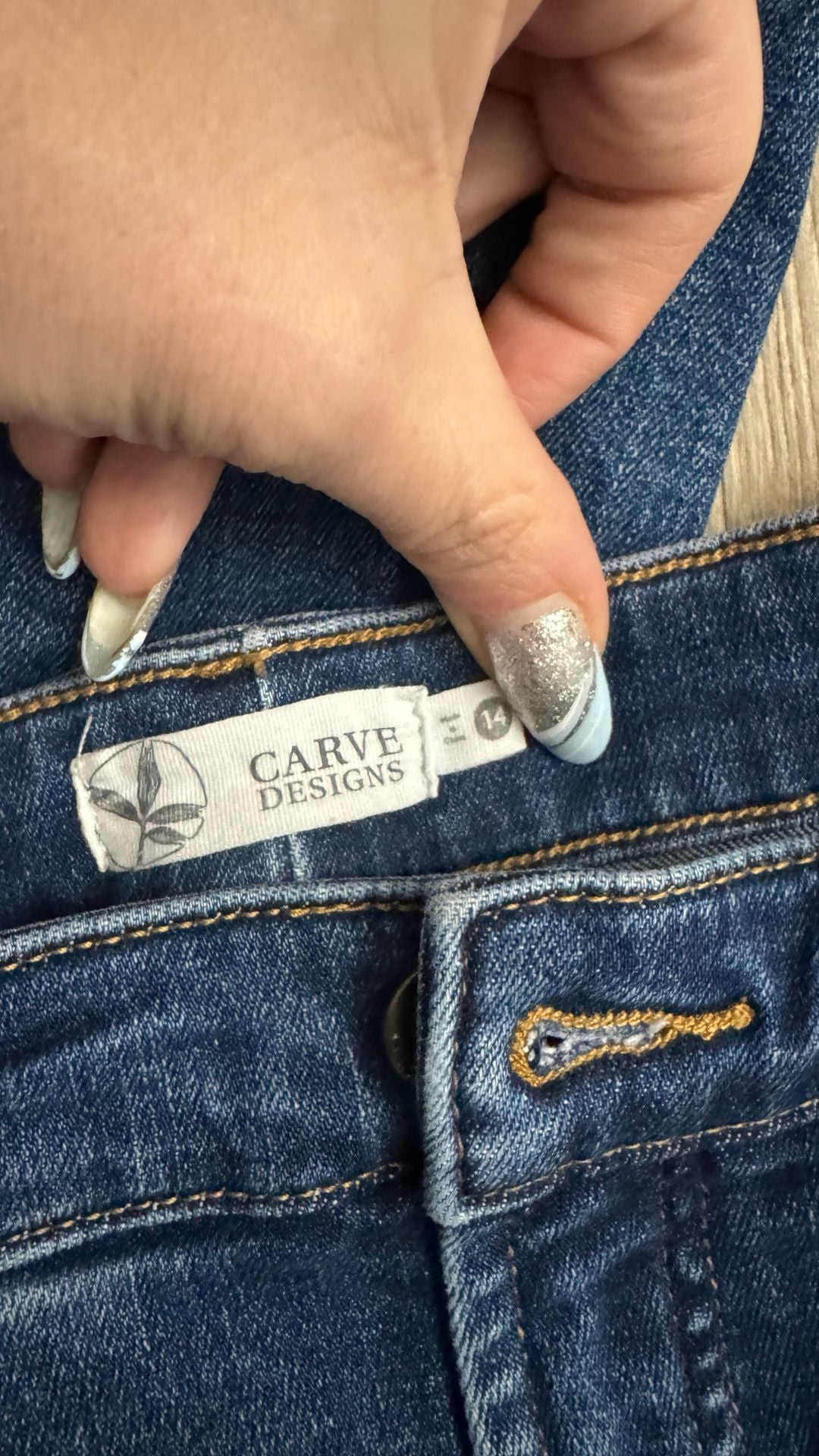 Carve Designs Cuffed Boyfriend Jeans Size 14 Dark Wash Denim 4