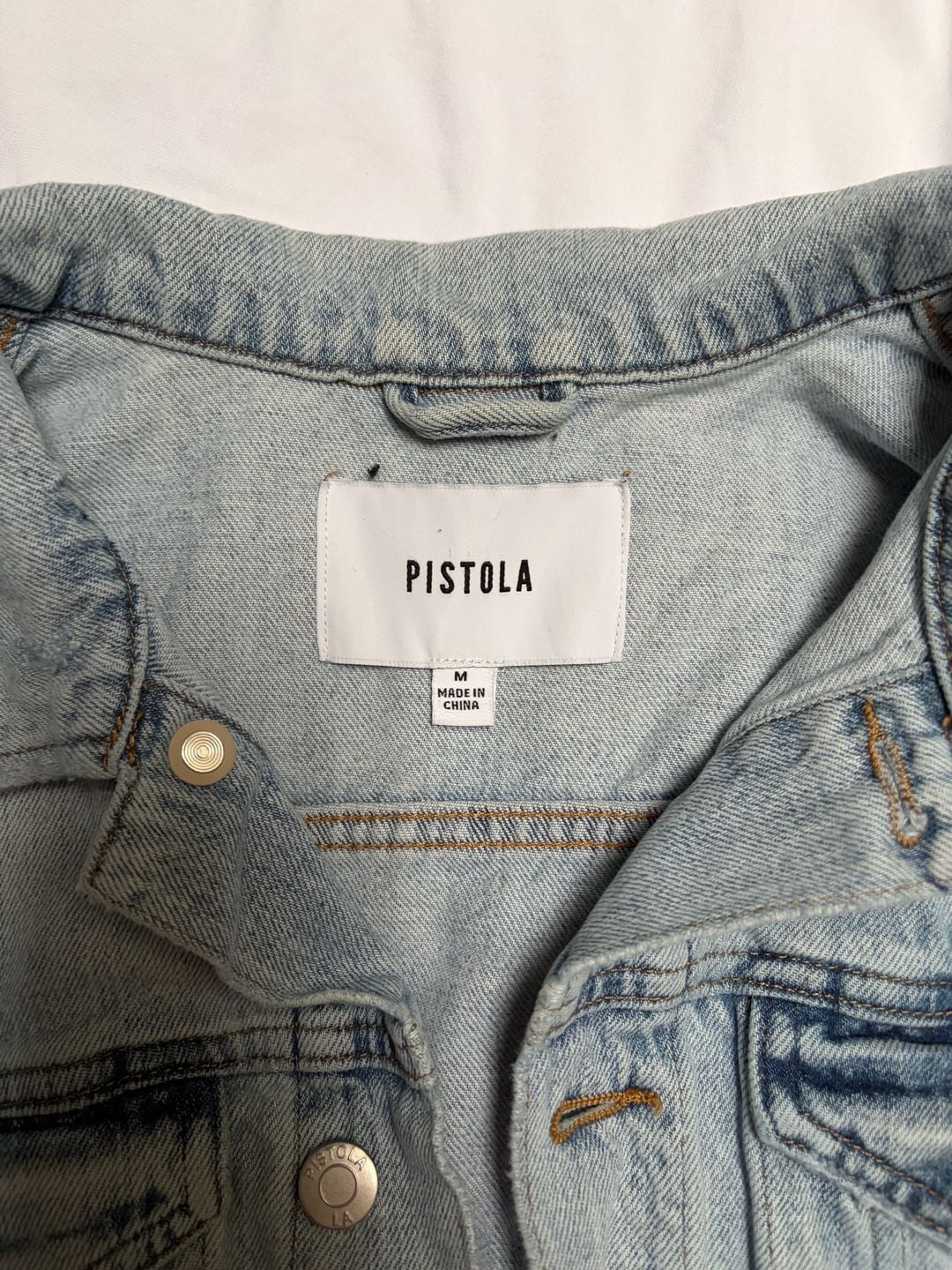 Pistola Denim Jacket Size M Light Wash Cropped 4